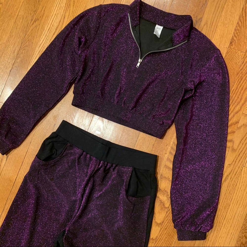 NWOT Balera Purple Metallic Jogger Suit